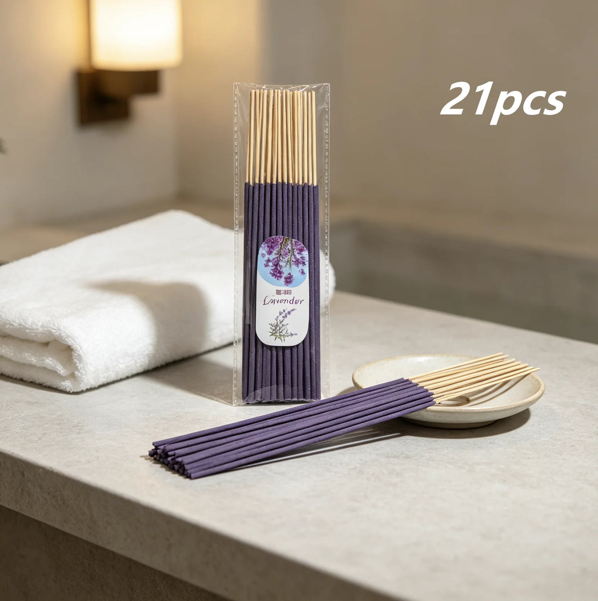 Lavender Incense Sticks, Natural Home Fragrance Sticks for Relaxing Reading Time, 22cm Long, Ideal for Living Room, Bedroom,