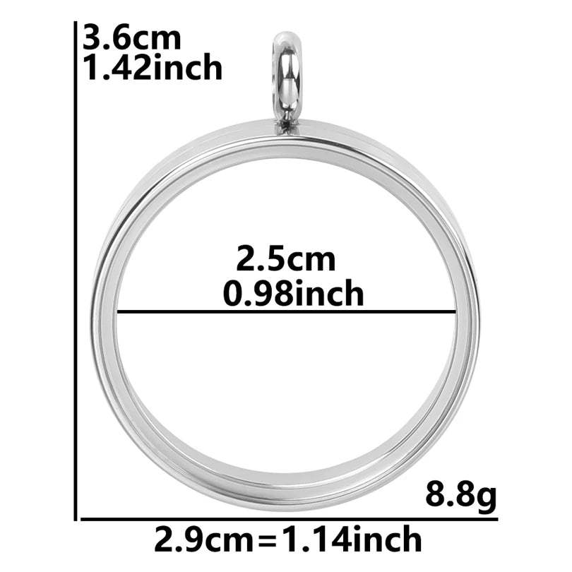 1Pc Stainless Steel Round Memorial Cremation Ashes Coin Bezel Locket Pendant Openable Glass Floating Relicario Colgantes Jewelry