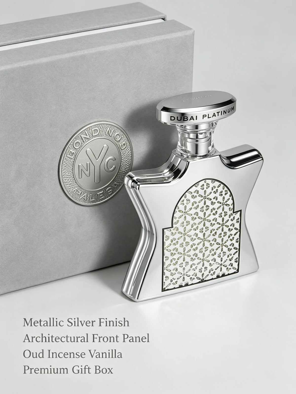 Bond No. 9 Dubai Platinum EDP Unisex Perfume, 3.4 fl oz/100ml, 1 Bottle, Oud Woody Spicy Incense Vanilla Long Lasting Fragrance, Birthday Gift, Fall, Halloween, Thanksgiving, Black Friday, Christmas, New Year Holiday Gift