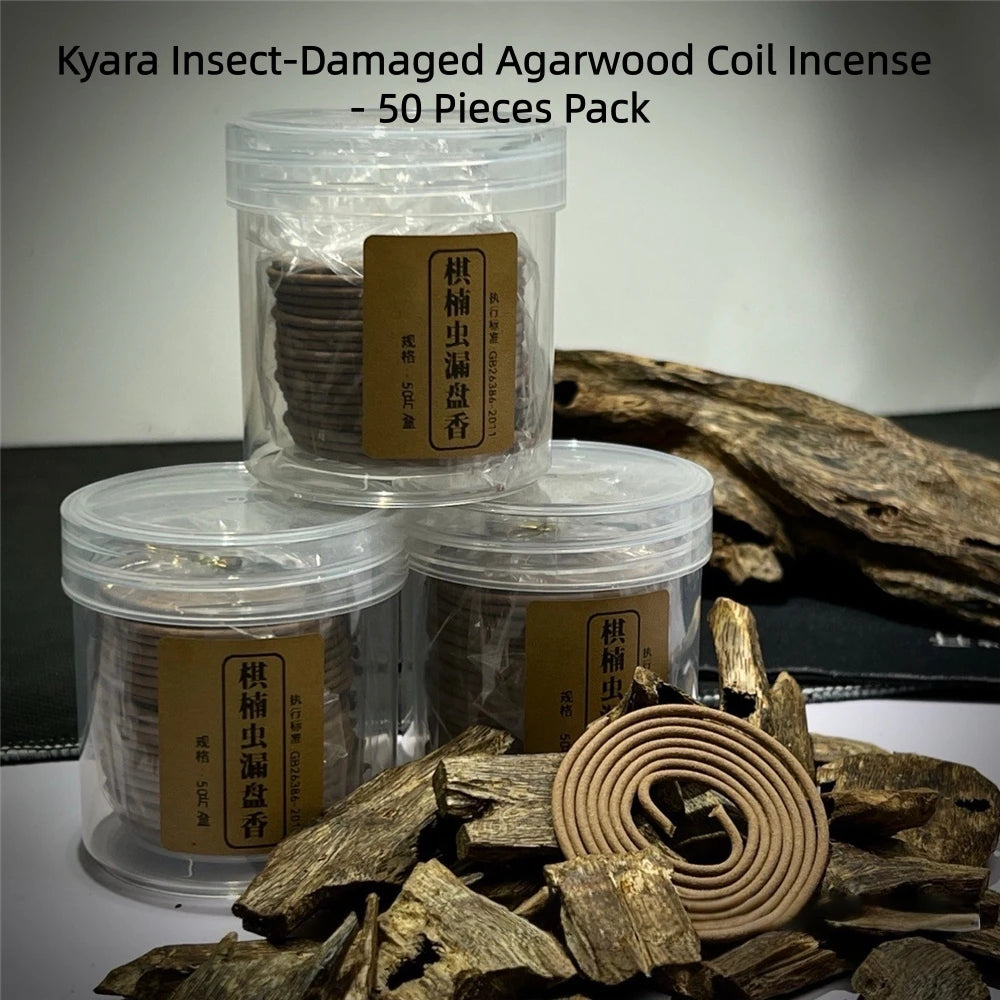 50pcs Kyara Insect-Damaged Agarwood Coil Incense