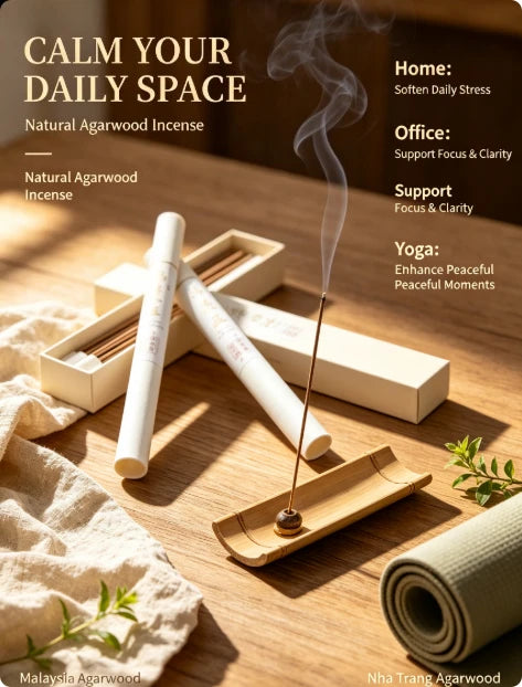 Natural  Incense Sticks, Nha Trang & Malaysia Handmade Incense Stick, Pure Agarwood Line Incense for Meditation, Yoga, Home