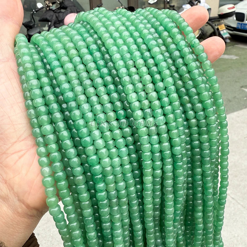 Natural Stone Green Aventurine Barrel Shape Beads Loose Spacer Bead for Jewelry Making Diy Necklace Bracelet Accessory 15 Inch