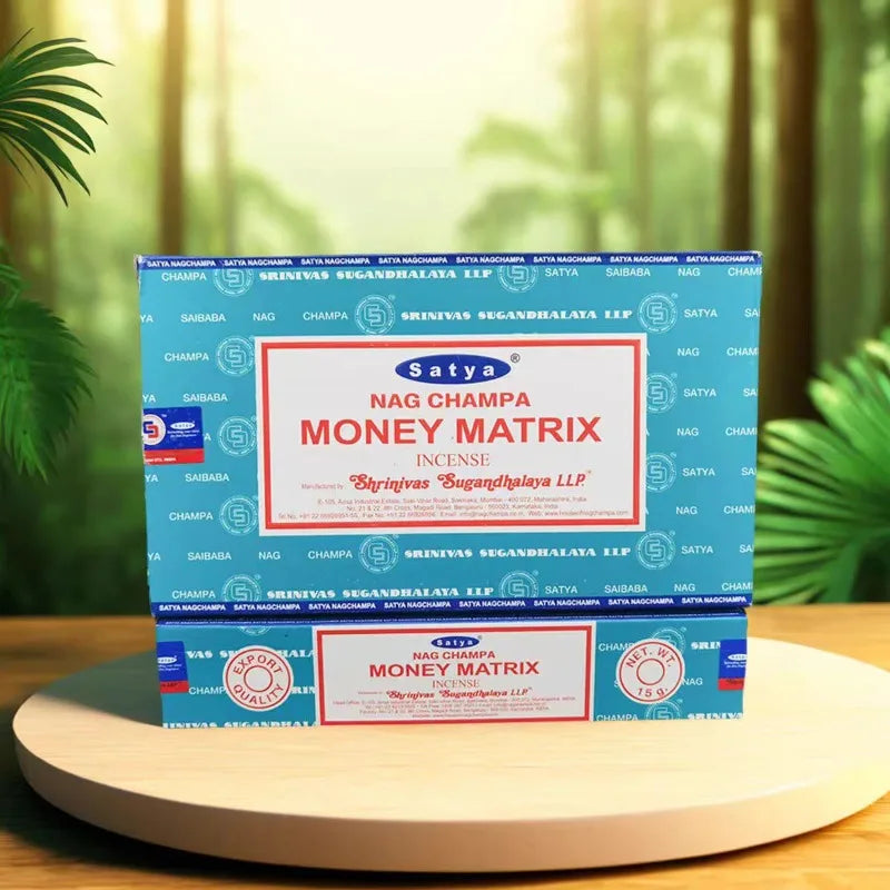 4 Boxes MONEY MATRIX Incense Sticks - Mixed Flavor Satya Handmade Sandalwood/Lavender/BLACK OPIUM/PALO SANTO/Super Hit/NAGCHAMPA