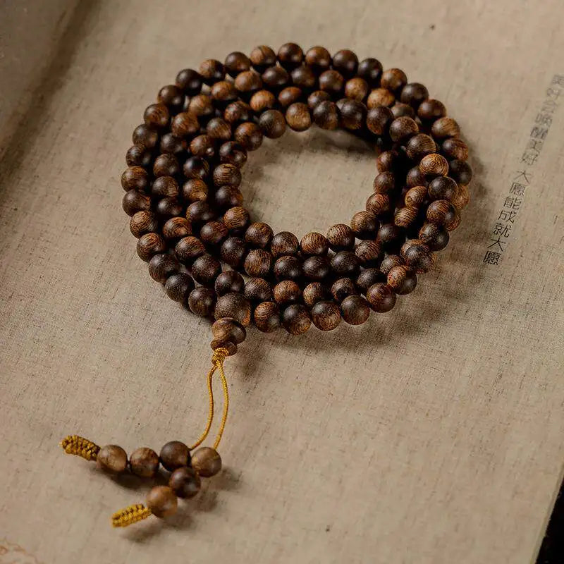 6mm 108 Beads Full Oil Agarwood Bracelet Multi Loop Mala Prayer Beads with Rich Mellow Scent 2026 Gifts