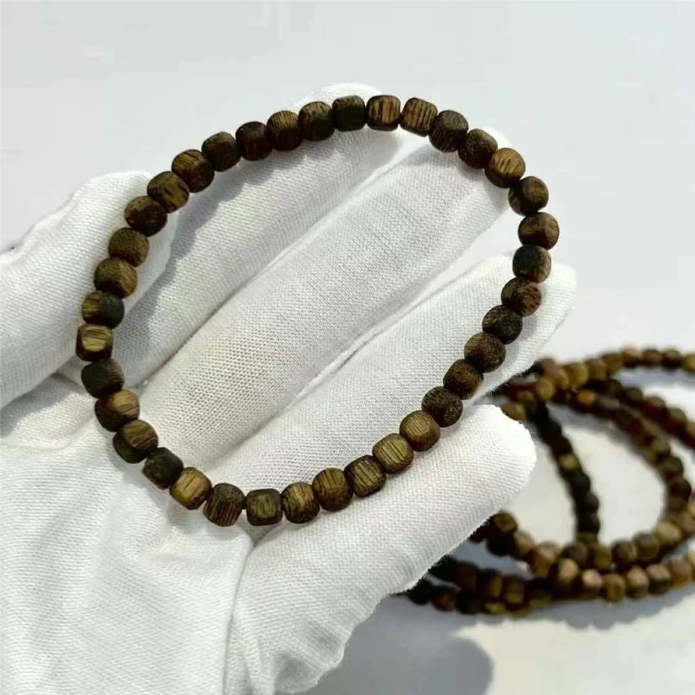 5mm Green Kyara Agarwood Square Bead Bracelet