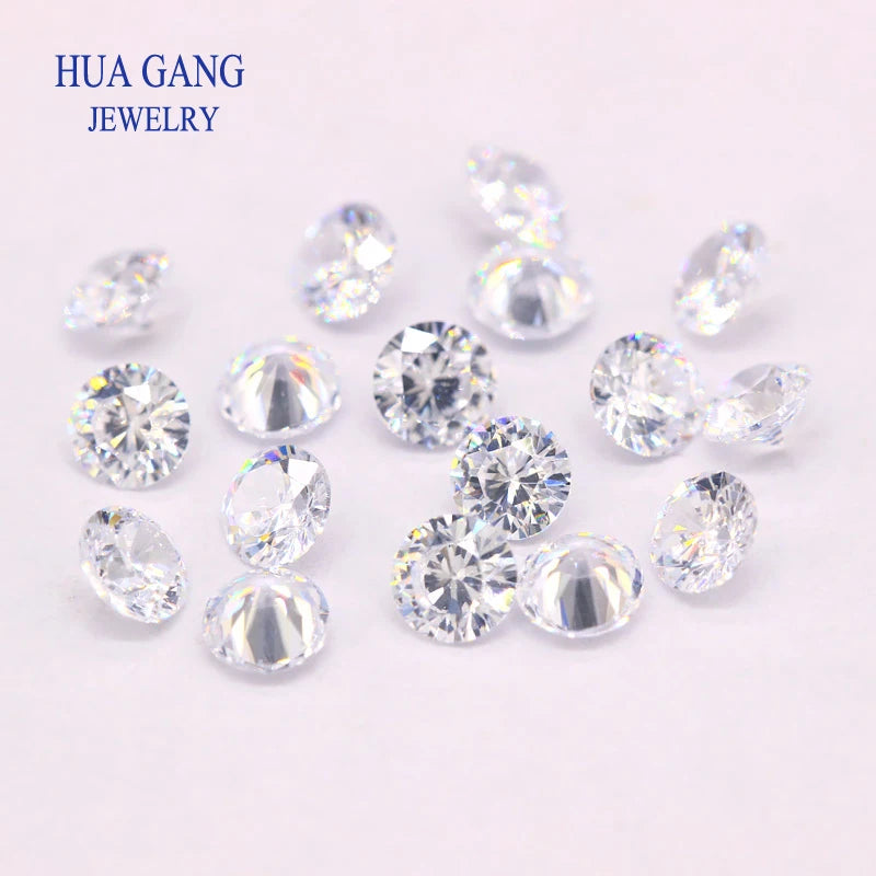 AAAAA Grade White 0.8~12.0mm Loose Zircon Stone Brilliant Round Cut Cubic Zirconia Stones For Jewelry Making DIY