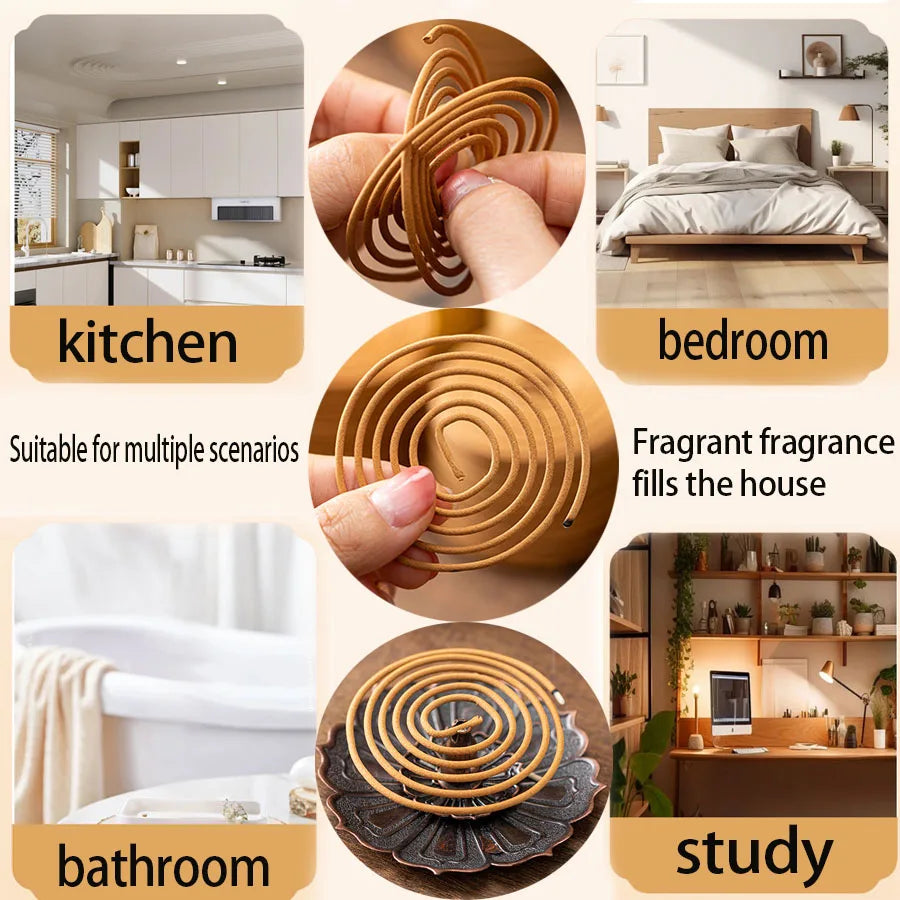 64pcs High-Quality Spiral Incense, Sandalwood, Mugwort, Etc. Suitable for Indoor Rooms, Outdoor Activities, Eliminating Odors