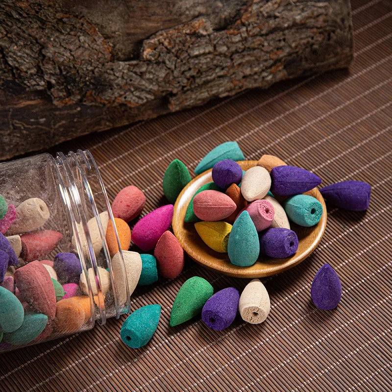 200Pcs Natural Waterfall Incense Cones Reflux Tower Incense for Burner Smoke Backflow Cone Fragrance Lavender Aromatherapy Buda