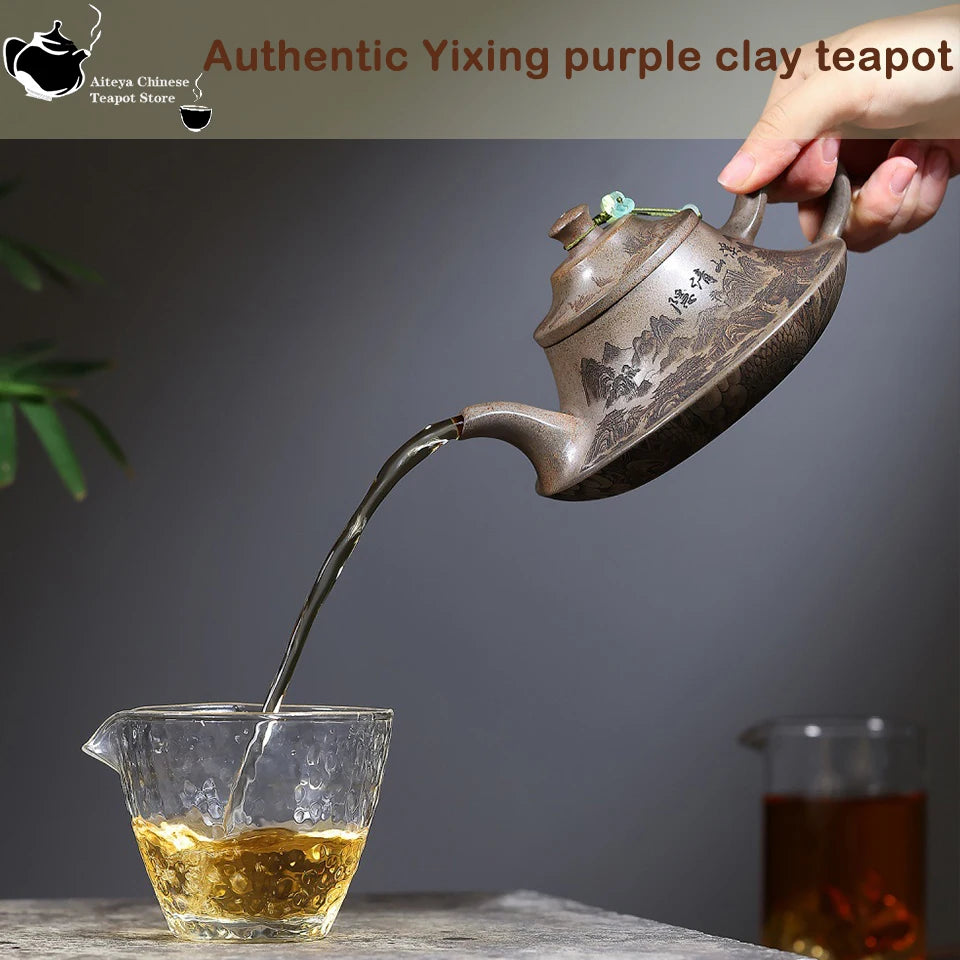 Yixing Purple Clay Teapot, Original Ore, Agarwood Mud, Wood Burning, Cloud Furnace, Kung Fu Teapot, Kung Fu Tea Set