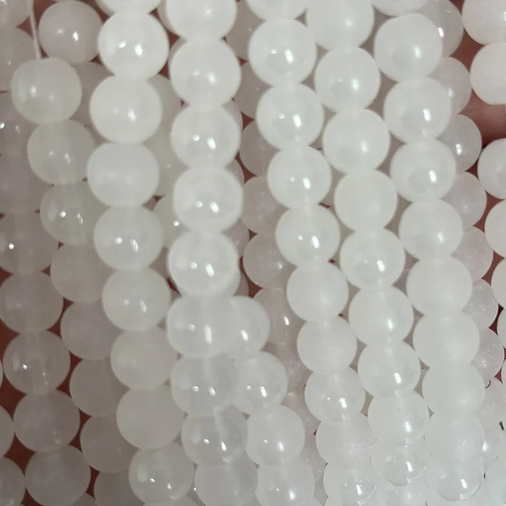 Wholesale 4/6/8/10/12mm Natural White Crystal Quartz Stone Round Beads For Jewelry Making DIY Bracelet Stone Bead