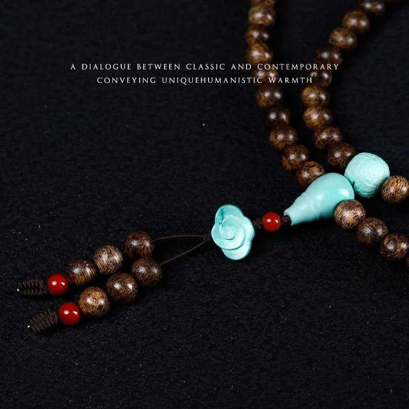 Bruneian Agarwood 8mm Couple Bracelets w/ Hetian Jade & Turquoise: New Chinese Style Jewelry (Bracelets/Sweater Chains) Gifts