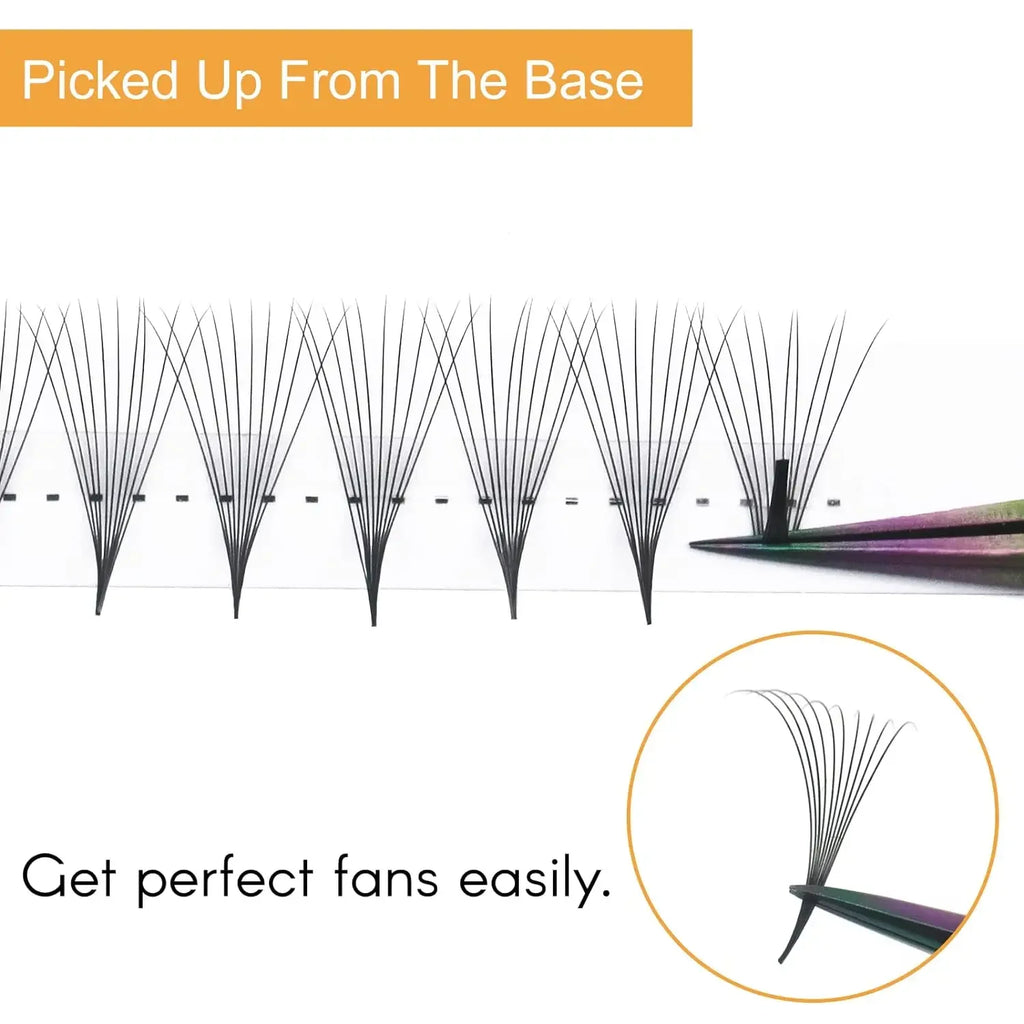 AGUUD 5 Trays/Lot Thin Roots Slim Base Premade Fans Lash Sharp Pointy Base Promade Russian Volume Fans Eyelash Extensions Faux