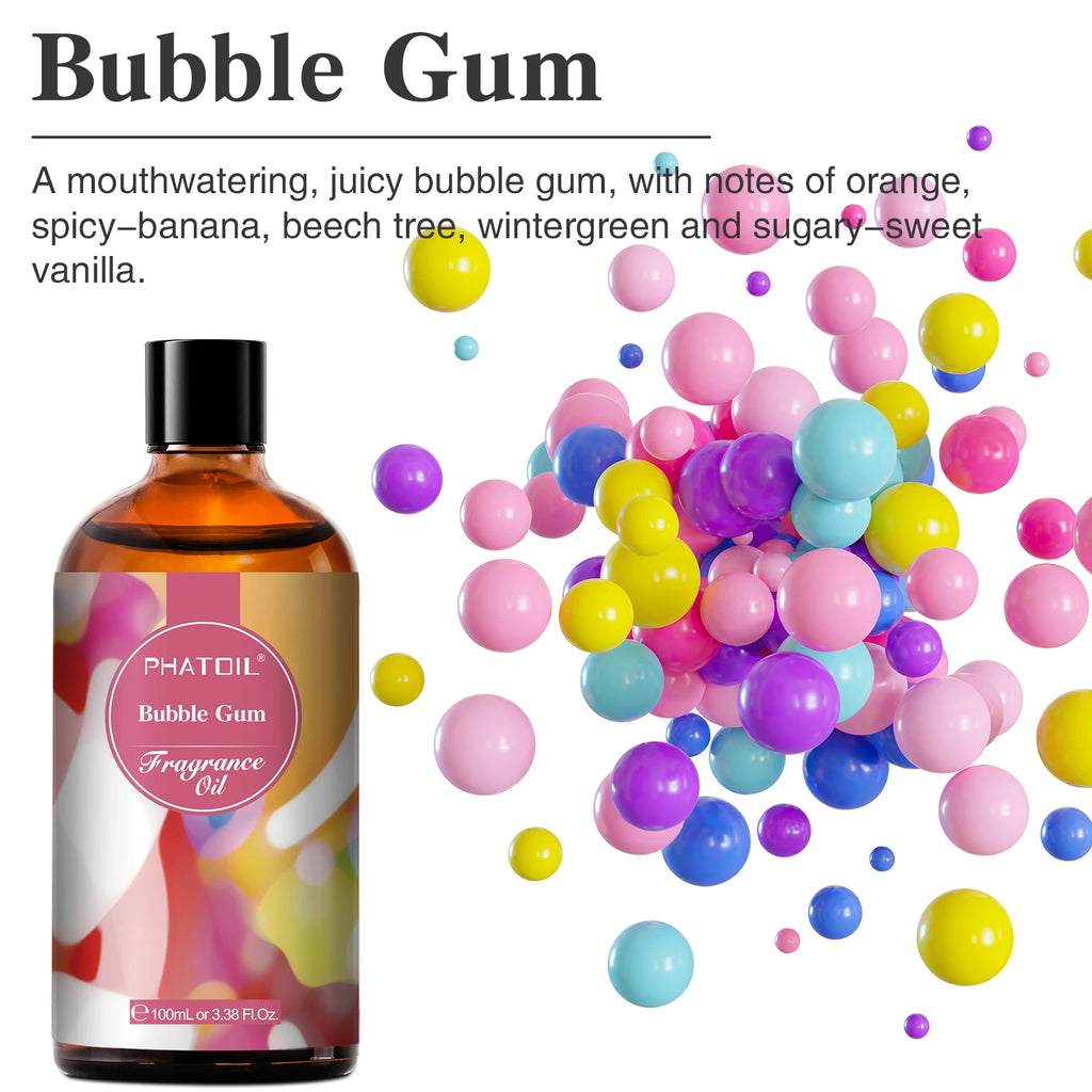 PHATOIL 100ml(3.38 Fl Oz) Fragrance Oil For Aromatherapy Diffuser-White Musk Bubble Gum Baby Powder Coffee Aroma Fragrance Oils