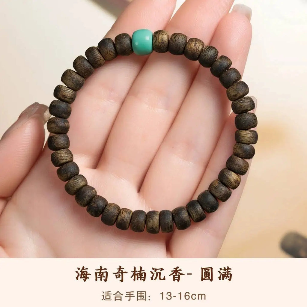 Natural Yingge Qi Nan Agarwood Bracelet Straight Cut Buddhist Bead Bracelet for Men and Women Valentine's Day Gifts