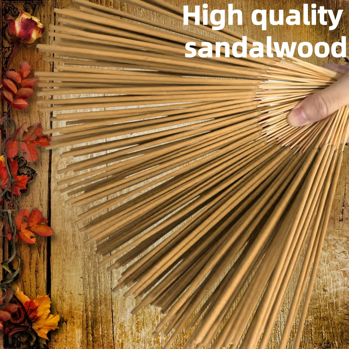 High-Quality Sandalwood, 25/52/102/178 Sticks of High-Quality Natural Sandalwood Incense, Suitable for Home Air Purification, Meditation, Long-Lasting Fragrance, Spiritual Purification, Yoga, Office, Tea Room, Camping, and Travel, Perfect for Halloween