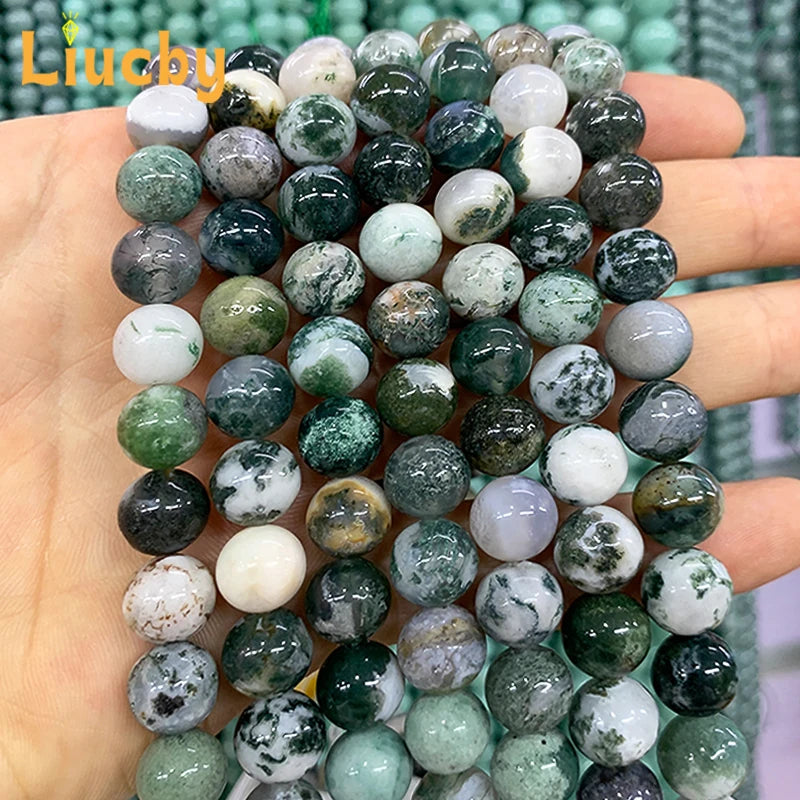 Natural White Tree Patterned Agate Beads 10mm 36pcs