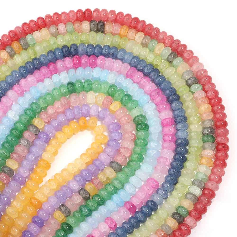 1 String 5x8mm Glass Beads Colorful Abacus Flat Round Loose Beads For Jwelry Making DIY Crafts Bracelets Necklace Accessories