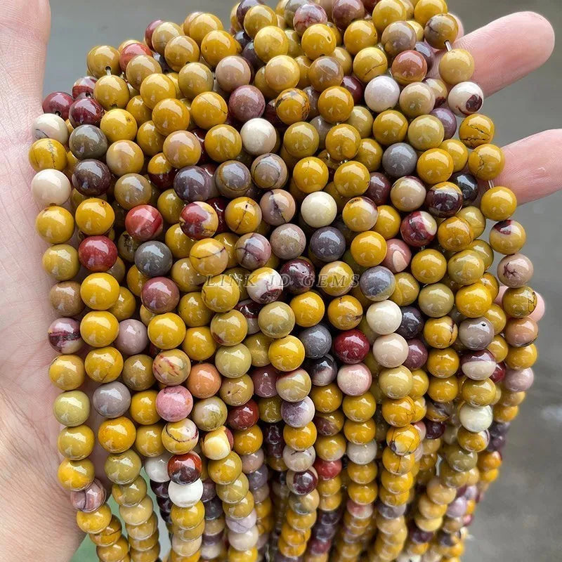 Natural Red Yellow Mookaite Stone Beads Round Loose Spacer Beads For Jewelry Making DIY Bracelet Accessories 4 6 8 10 12mm