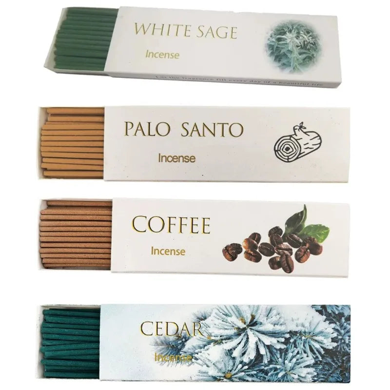 30 Sticks/box Natural Palo Santo Incense White Sage Cedar Coffee Incense Stick Home Aromatherapy Yoga Meditation Room Fragrance