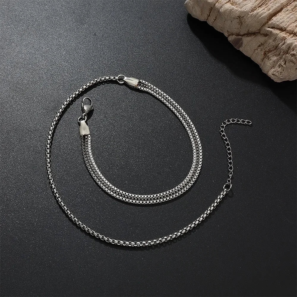 Men's Stainless Steel Chain Bracelet 4pcs Black Silver