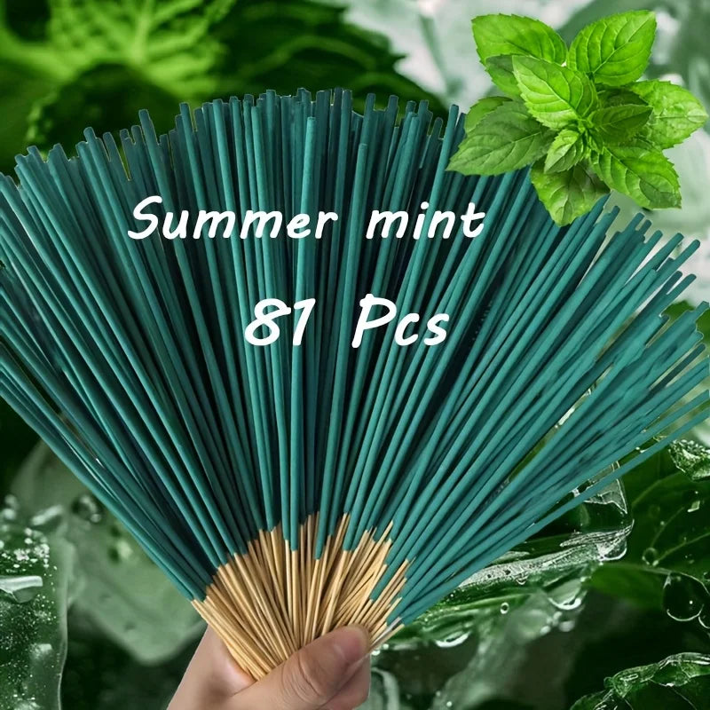 Cooling Mint Incense Sticks Purify the Air, 11/41/81/139/181 Sticks/Pack, Mint Flavor, 22.0cm , Suitable for Yoga and Meditation, Home, Living Room, Tea Room, Hotel, Outdoor Activities, Easy to Carry
