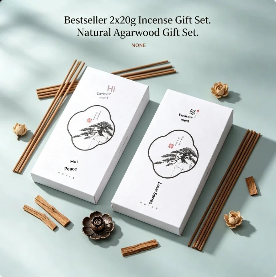 Hot Selling 2x20g Incense Gift Set HuiAn and Love Series Natural Agarwood Stick Incense.  incense cones palo santo jasmine