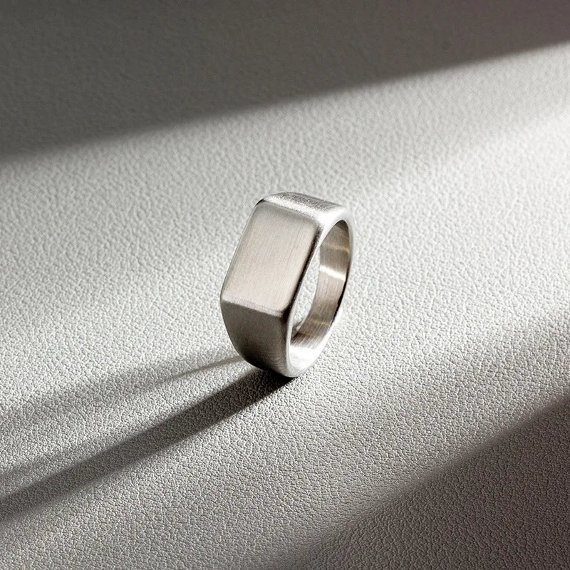 HNSP 316L Stainless Steel Rectangle Blank Seal Ring For Men DIY Signet Ring Finger Jewelry Accessories