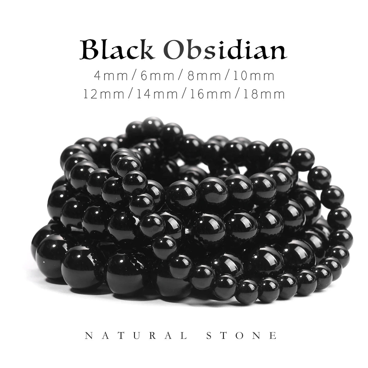 Black Obsidian Beads 4-18mm Round Stone Beads for Jewelry Making