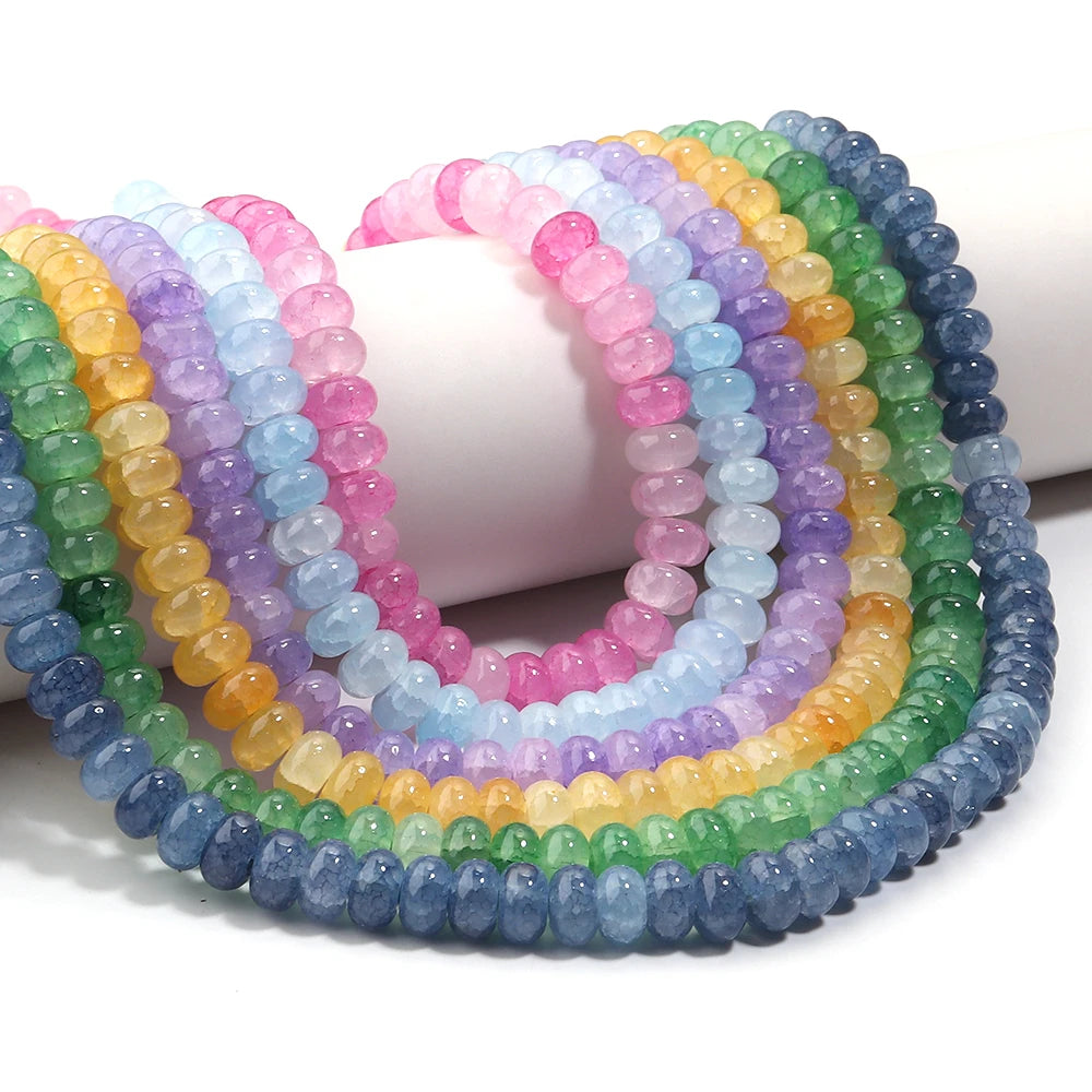 1 String 5x8mm Glass Beads Colorful Abacus Flat Round Loose Beads For Jwelry Making DIY Crafts Bracelets Necklace Accessories