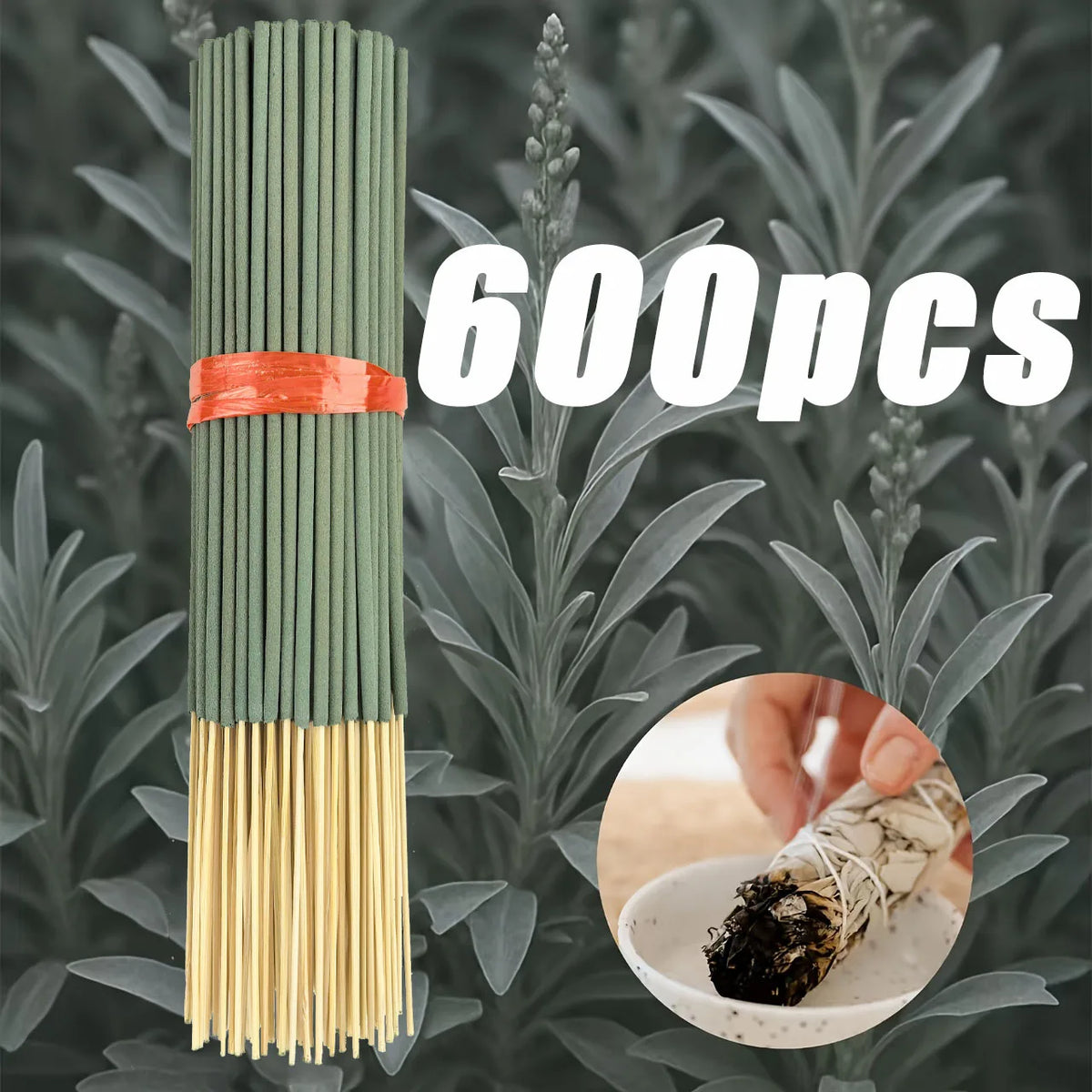 20/50/600/1500 Plant Extract White Sage Aromatherapy Sticks 8.66inch Fresh Air Suitable for Yoga Meditation Purifies the Soul and Eliminates Negative Energy
