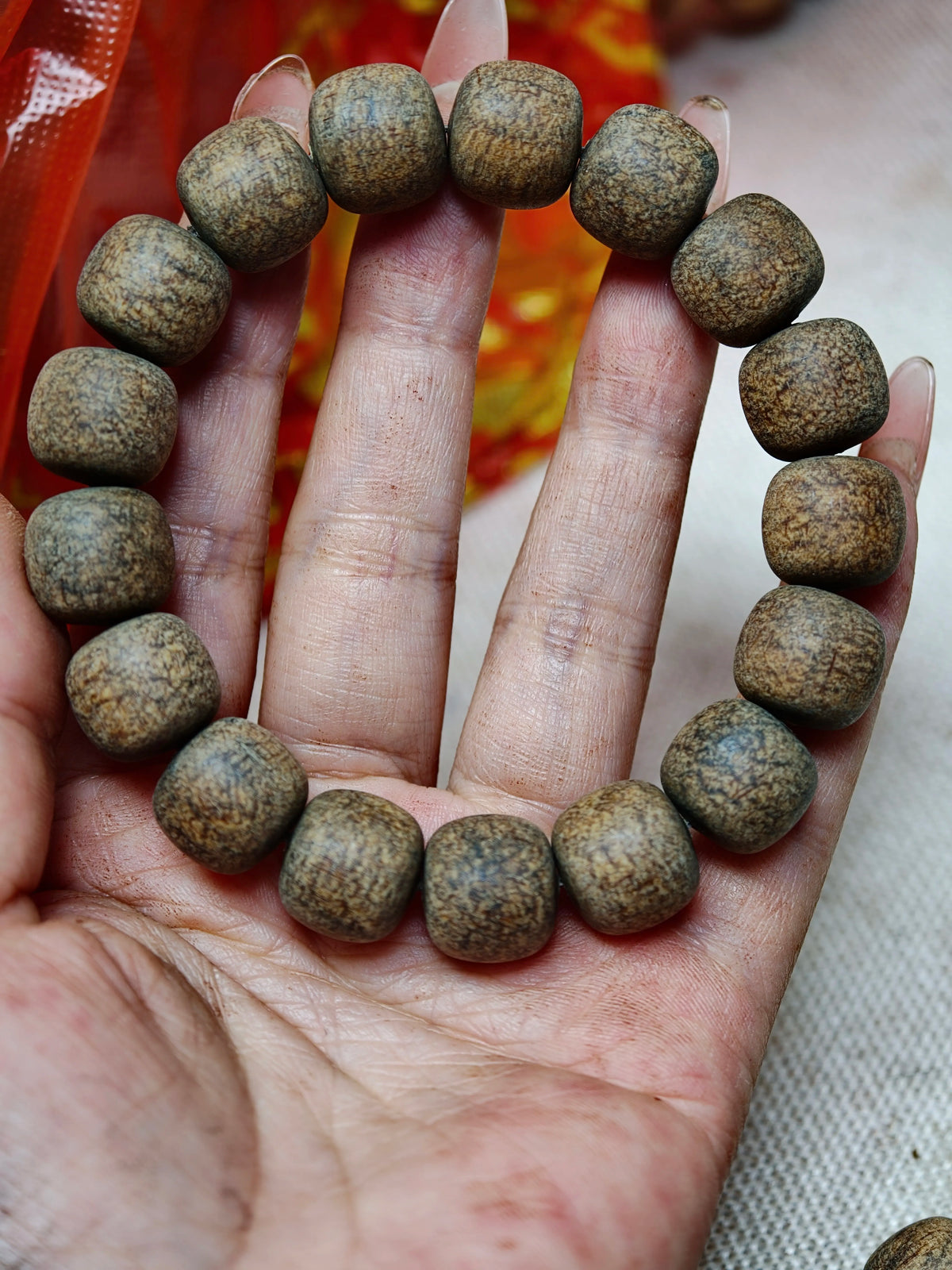 Classic Chinese Style 20mm Natural Papua Agarwood Beaded Bracelet Lucky Fortune Blessing Good Luck Energy Jewelry For Men Women