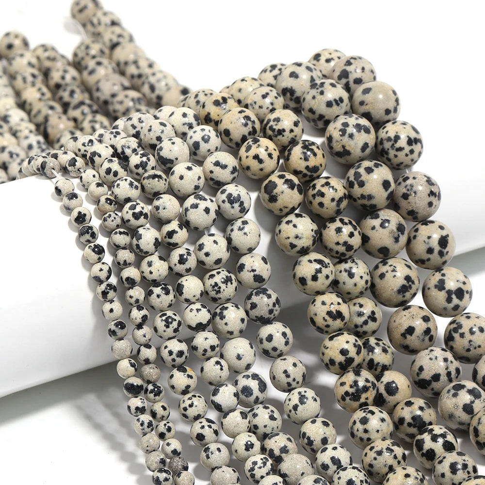 4 6 8 10 12mm Natural Dalmatian Jasper Beads Round Loose Spacer Stone Beads For Jewelry Making DIY Necklace Bracelet Accessories