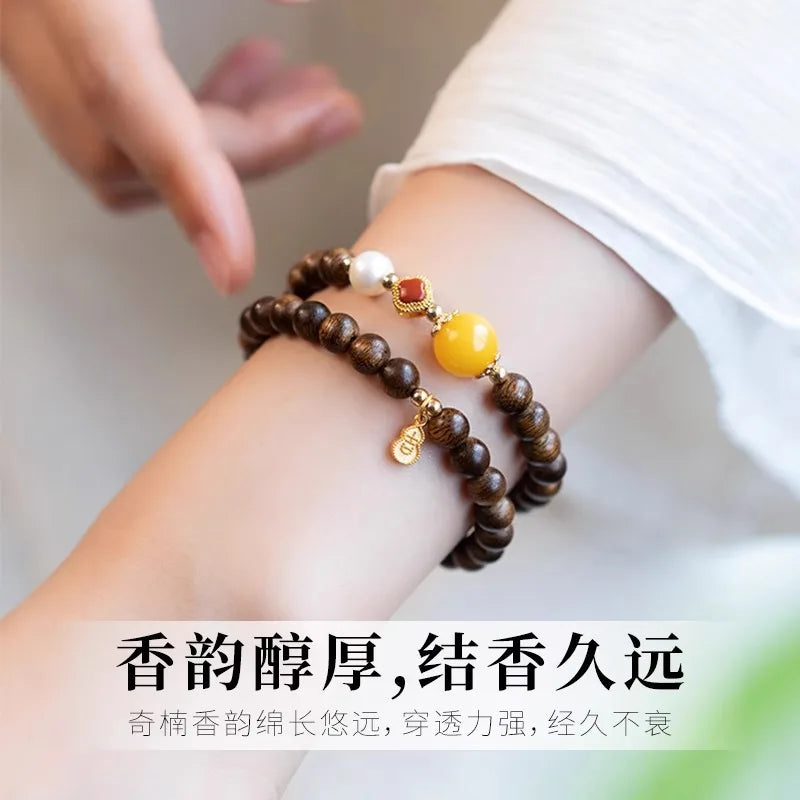 Premium Agarwood Double Strand Bracelet for Women