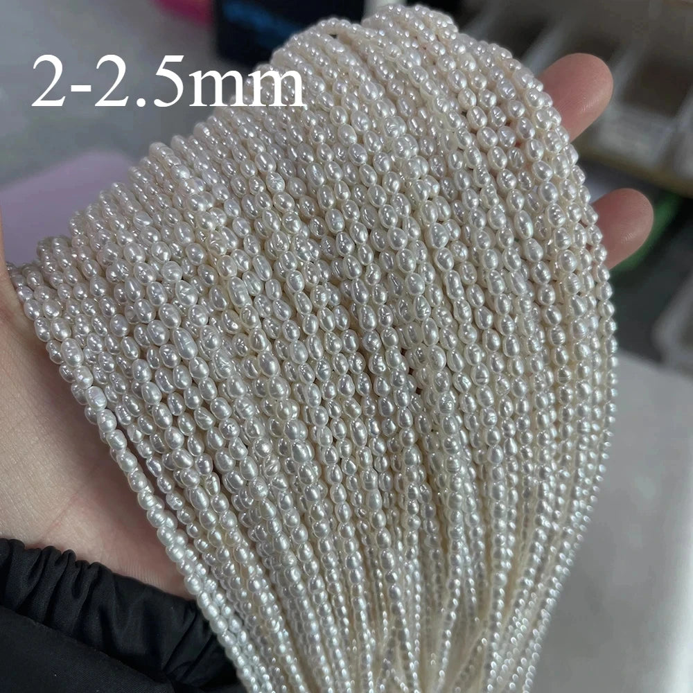 Natural Freshwater Pearl Beads High Quality Rice Shape Punch Loose Beads For DIY Necklace Bracelet Jewelry Making 2-2.5mm