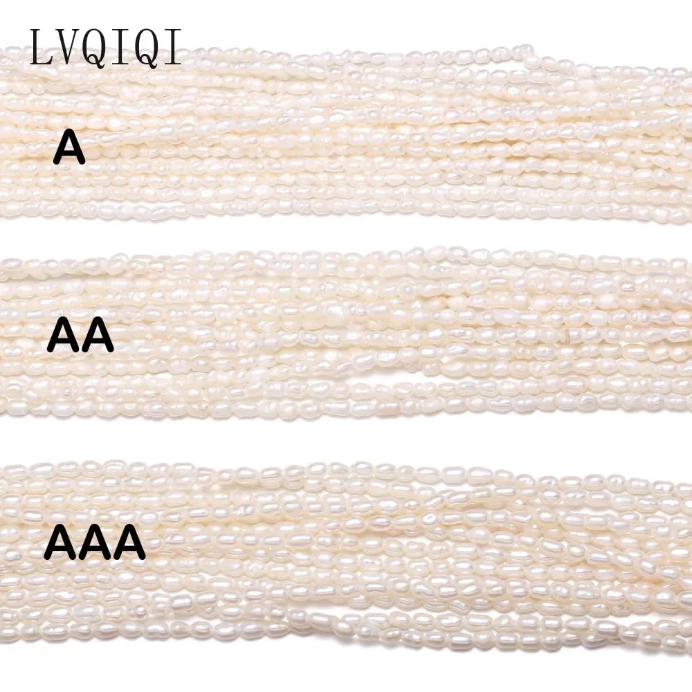 Natural Freshwater Pearl Beads High Quality Rice Shape Punch Loose Beads For DIY Necklace Bracelet Jewelry Making 2-2.5mm