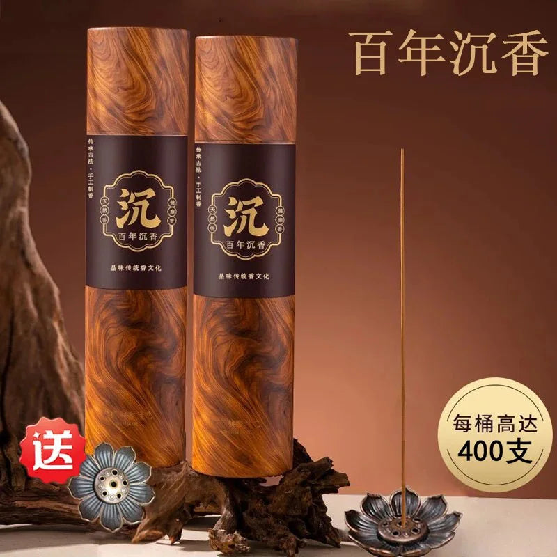 400Pcs Large Tube Agarwood Incense Sticks with Free Incense Holder Long Lasting Scent for Meditation Yoga Calm Mood