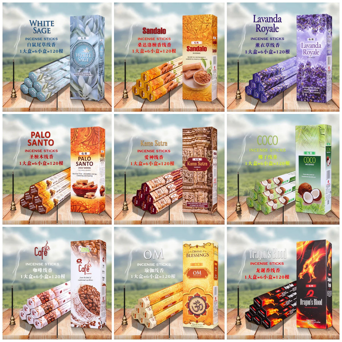 T68 20 Sticks Fragrances India Incense Stick Handmade Aromatherapy Sticks Sandalwood Lavender Meditation Incenses