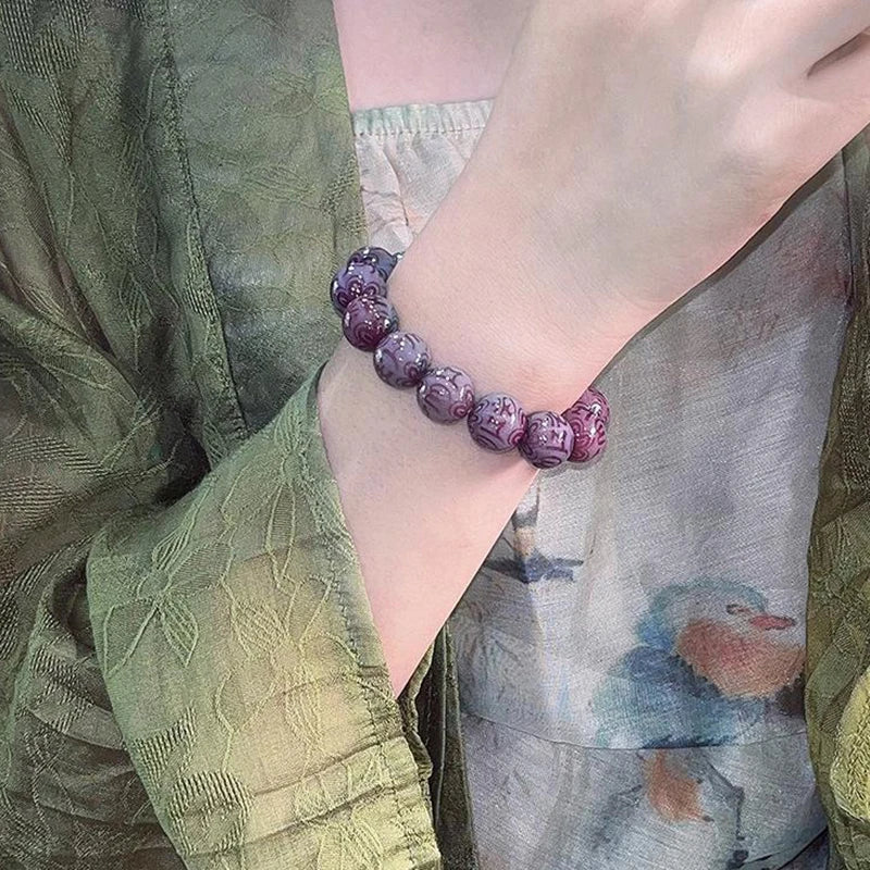 12mm Natural Bodhi Root Beaded Men Six Words Mantra Buddhist Buddha Meditation Bead Bracelet Women Prayer Rosary Bracelet Decor