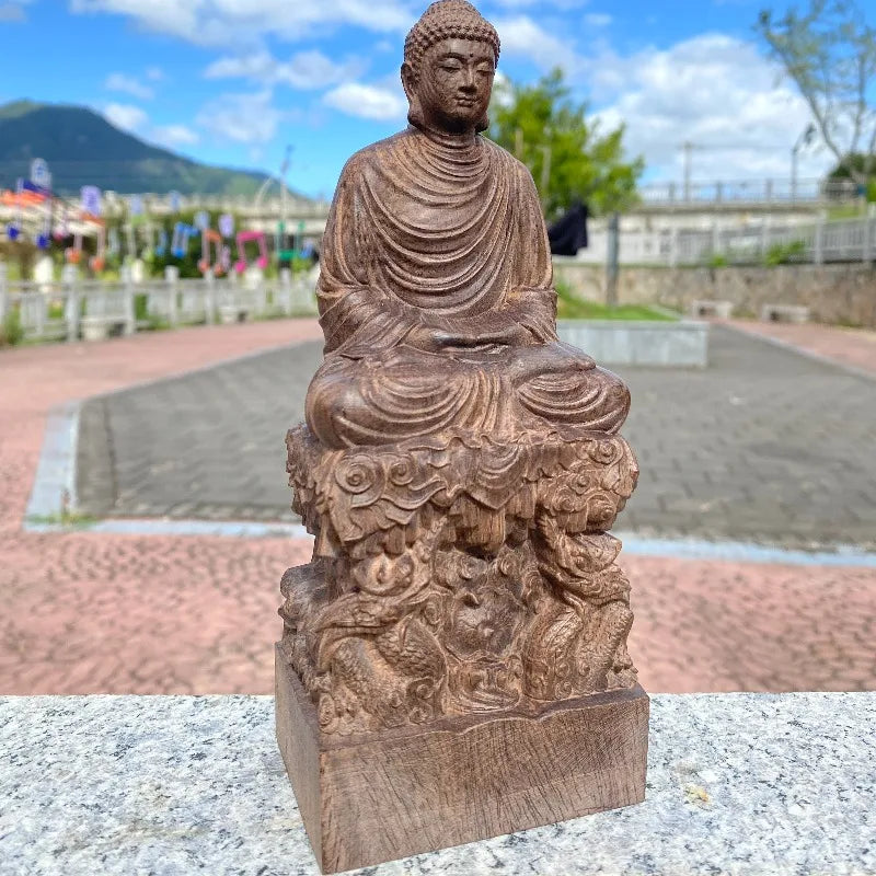 Hand-Carved Agarwood Buddha Statue 20cm 30cm