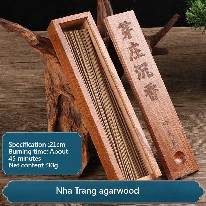 21cm Natural Incense Stick Wooden Box/Old Mountain Sandalwood Ambergris Nha Trang Agarwood Indoor Air Purification Joss Stick