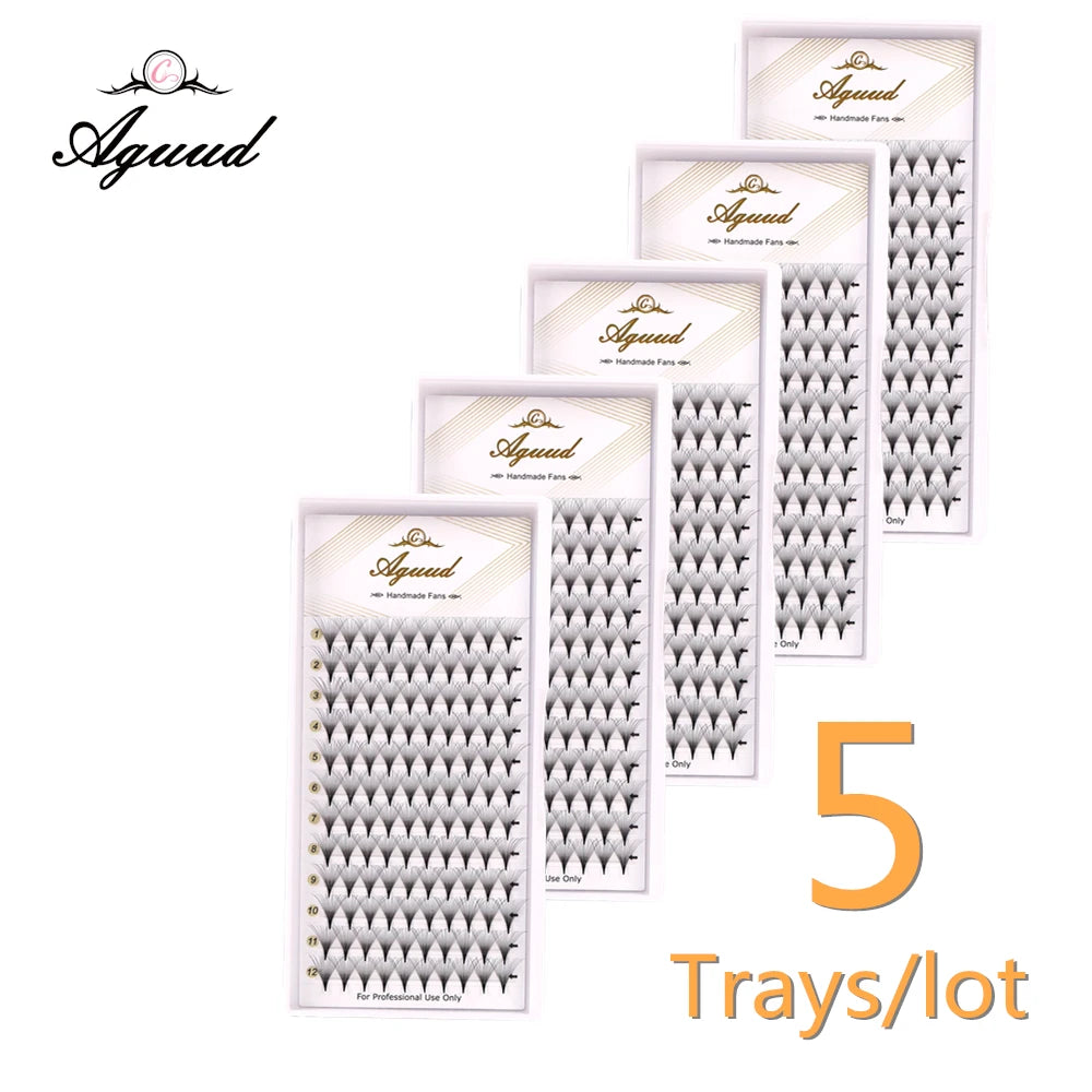 AGUUD 5 Trays/Lot Thin Roots Slim Base Premade Fans Lash Sharp Pointy Base Promade Russian Volume Fans Eyelash Extensions Faux