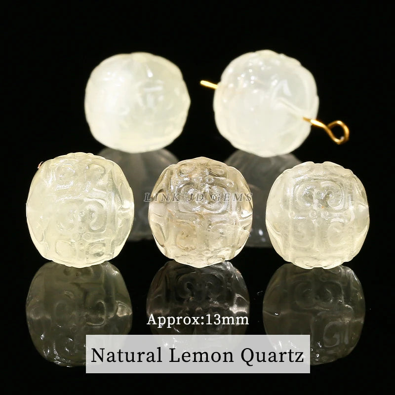1 Pc Natural Stone Rock Quartz Rhodonite Fluorite Jade Carved Pattern Bead For Jewelry Making Diy Necklace Bracelet Accessory