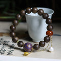 White Kyara Agarwood Mala Bracelet Lacquer Craft Nanhong Agate Amber Pearl New Chinese Style Wenwan Prayer Beads For Women