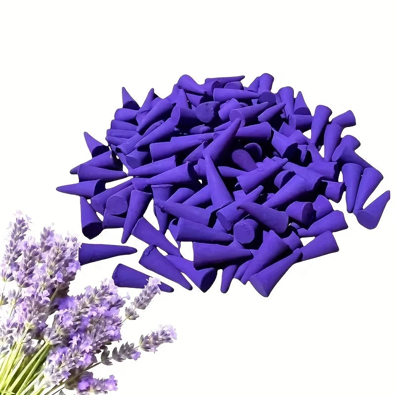 50/100/200 Lavender Cone Incense Sticks, Fragrant Cones Shaped Like Pagodas, Infused with Lavender Essential Oil, Suitable for Meditation and Yoga, Convenient for Home, Outdoor Travel, Hotels, or Office Decoration