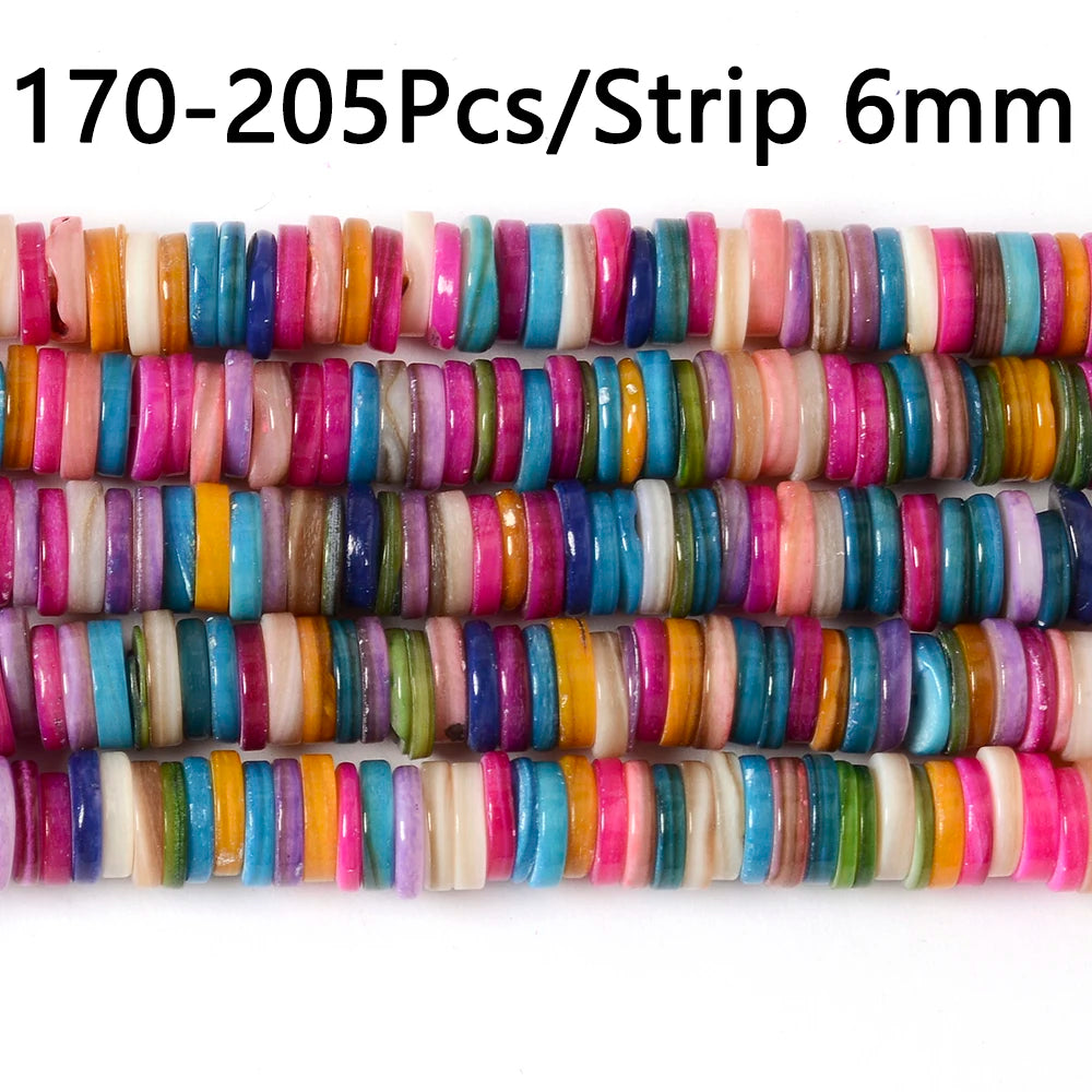 3/4/6/8/10mm Colored Freshwater Shell Beads DIY Jewelry Findings Beads Round Shape Shell Chip Loose Beads For Jewelry Making