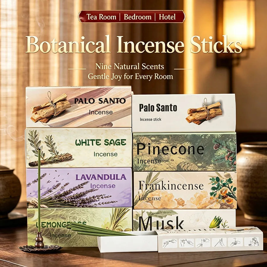 1 Box Contains 35 Incense Sticks, 9 Different Scents: Frankincense, Lavender, Lemongrass, White Musk, Sage, Pine Cone, Vanilla, Sacred Wood, Thick Incense Sticks, Suitable as a Long-Lasting Fragrance Gift for the Home