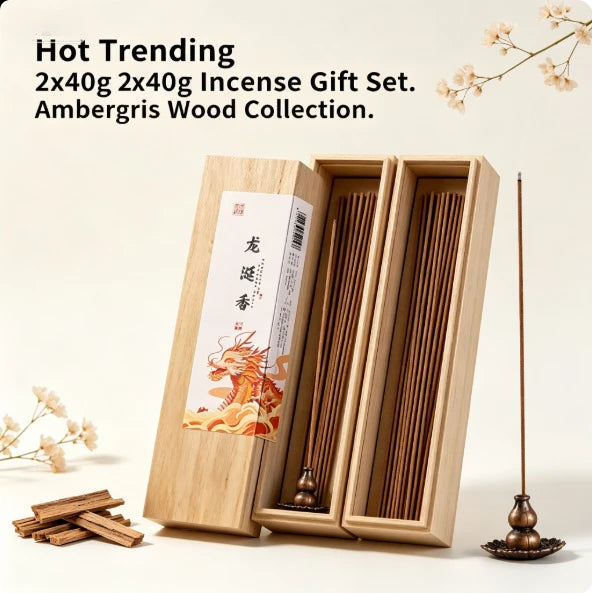 Hot Selling 40g Ambergris Incense Gift Set Natural Wood Stick Incense For Home Meditation. lavender sage incense cones