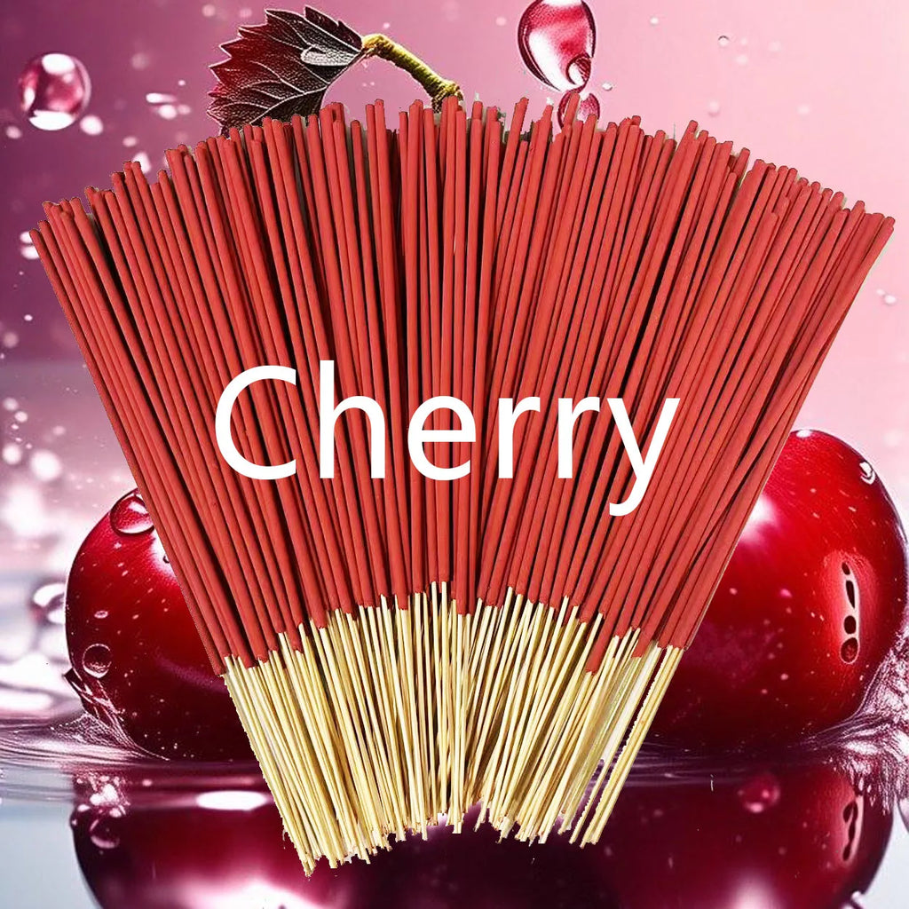 Handmade Cherry Scented Incense Sticks - 22.0cm Long-Lasting Artificial Wooden Incense Sticks, Safe and Non-Irritating for Indoor and Outdoor Use, Feather-Free Yoga and Meditation Decorations, Suitable for Camping, Travel, Garden, and Holidays (Halloween,