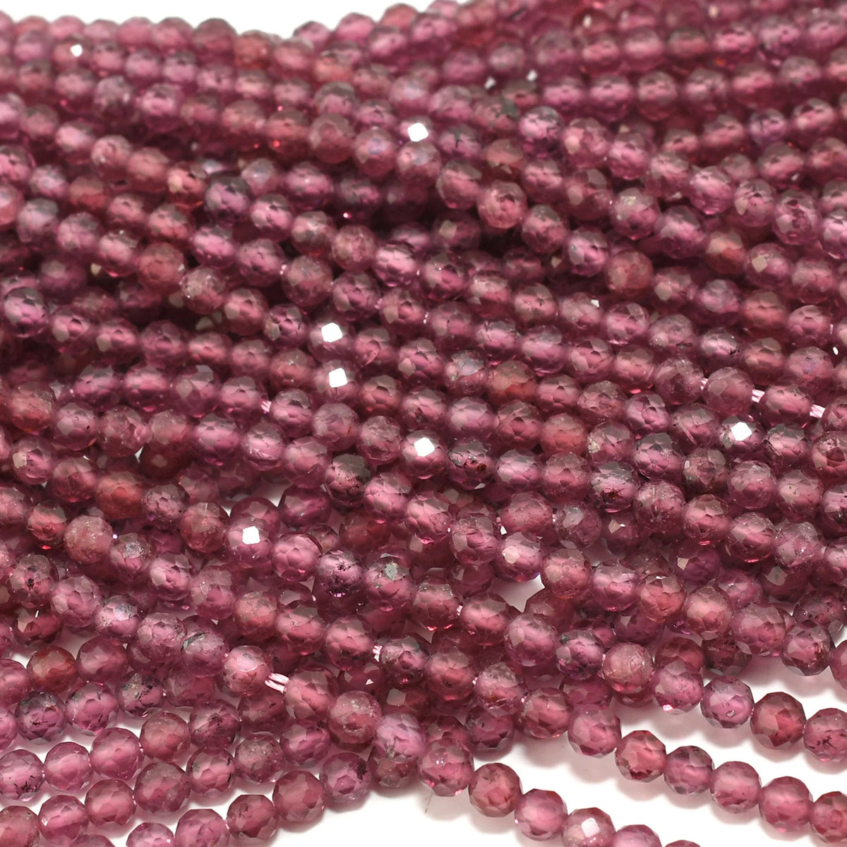 Natural Ceylon Pink-Purple Garnet Faceted Round Beads 3mm-3.2mm