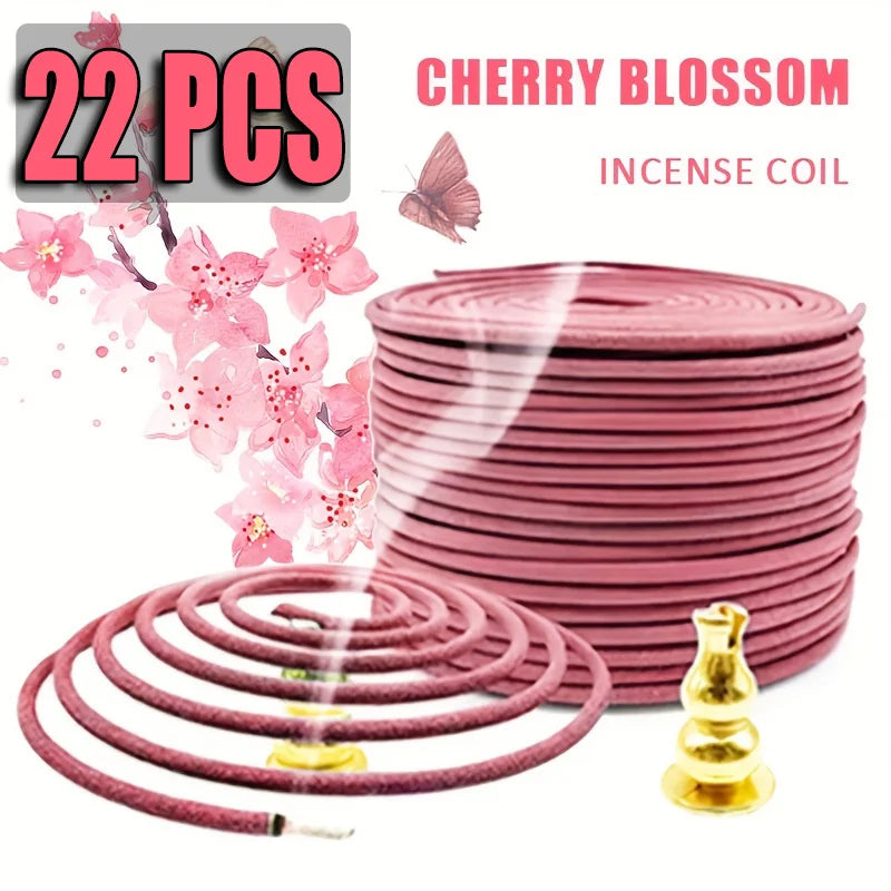 Sakura-Flavored High-Quality Classic Spiral Incense, 6.3cm Diameter Pure Handmade Incense, Traditional Craftsmanship, Natural and Rich Fragrance, Long-Lasting Scent, Portable Packaging, Convenient for Carrying, Suitable for Home and Outdoor Use